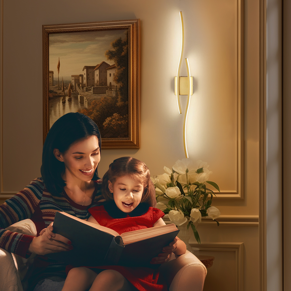 HCP063 双色一体半月S型壁灯金色